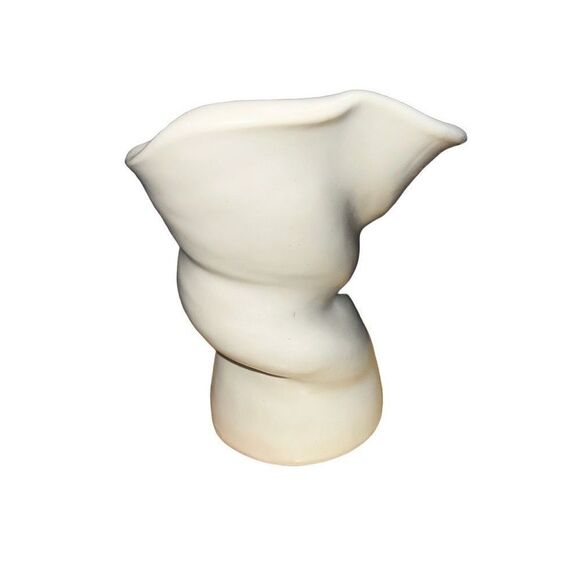 MCM abstract receptacle unique squished vase crumbled crushed  white - Picture 9 of 9